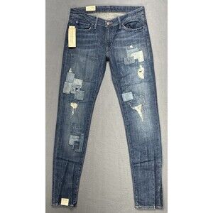 Ralph Lauren Denim & Supply Jeans Women 29x33 Blue Low Slim Patchwork Boho Denim